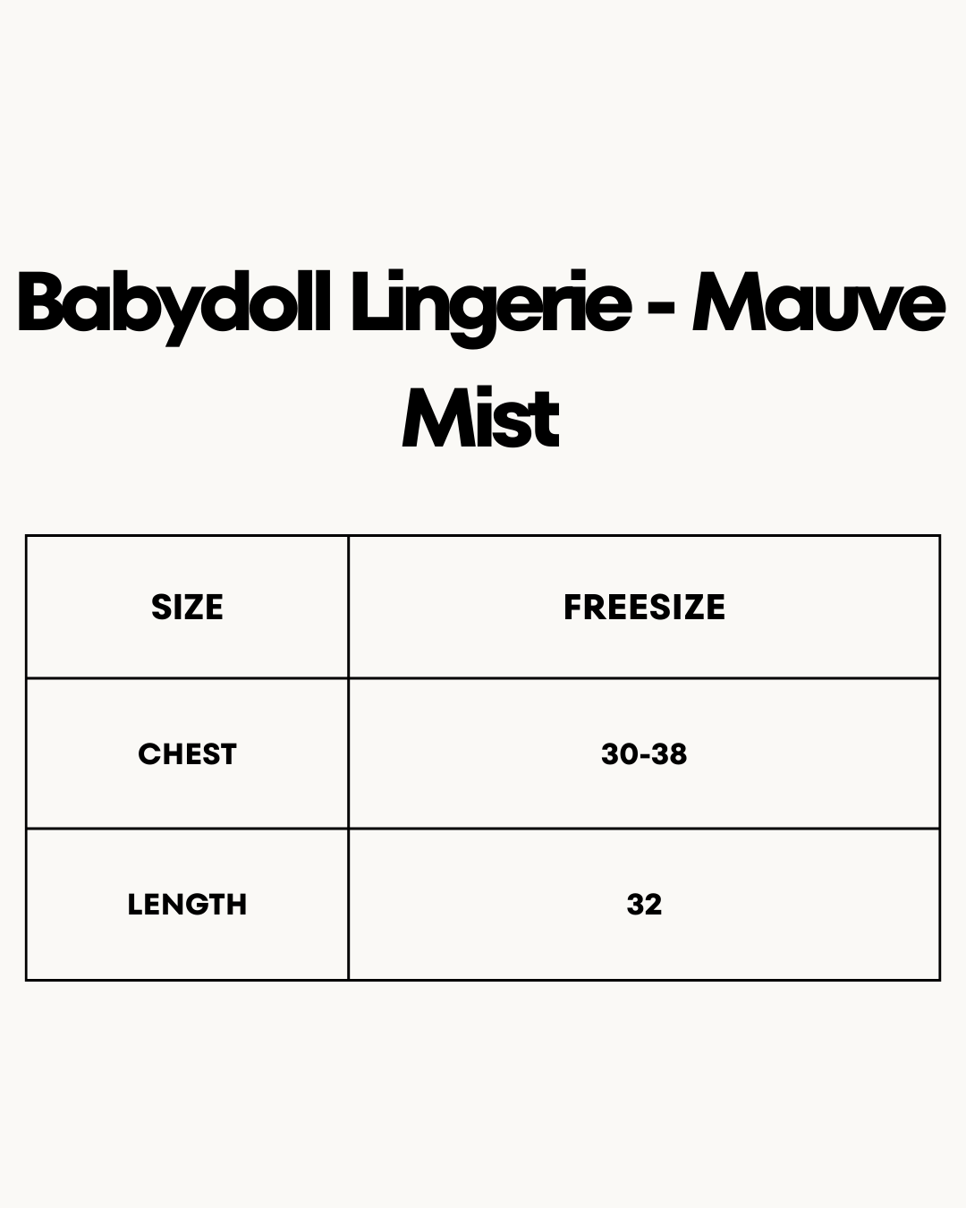 Size Chart for Babydoll Lingerie  - Mauve Mist