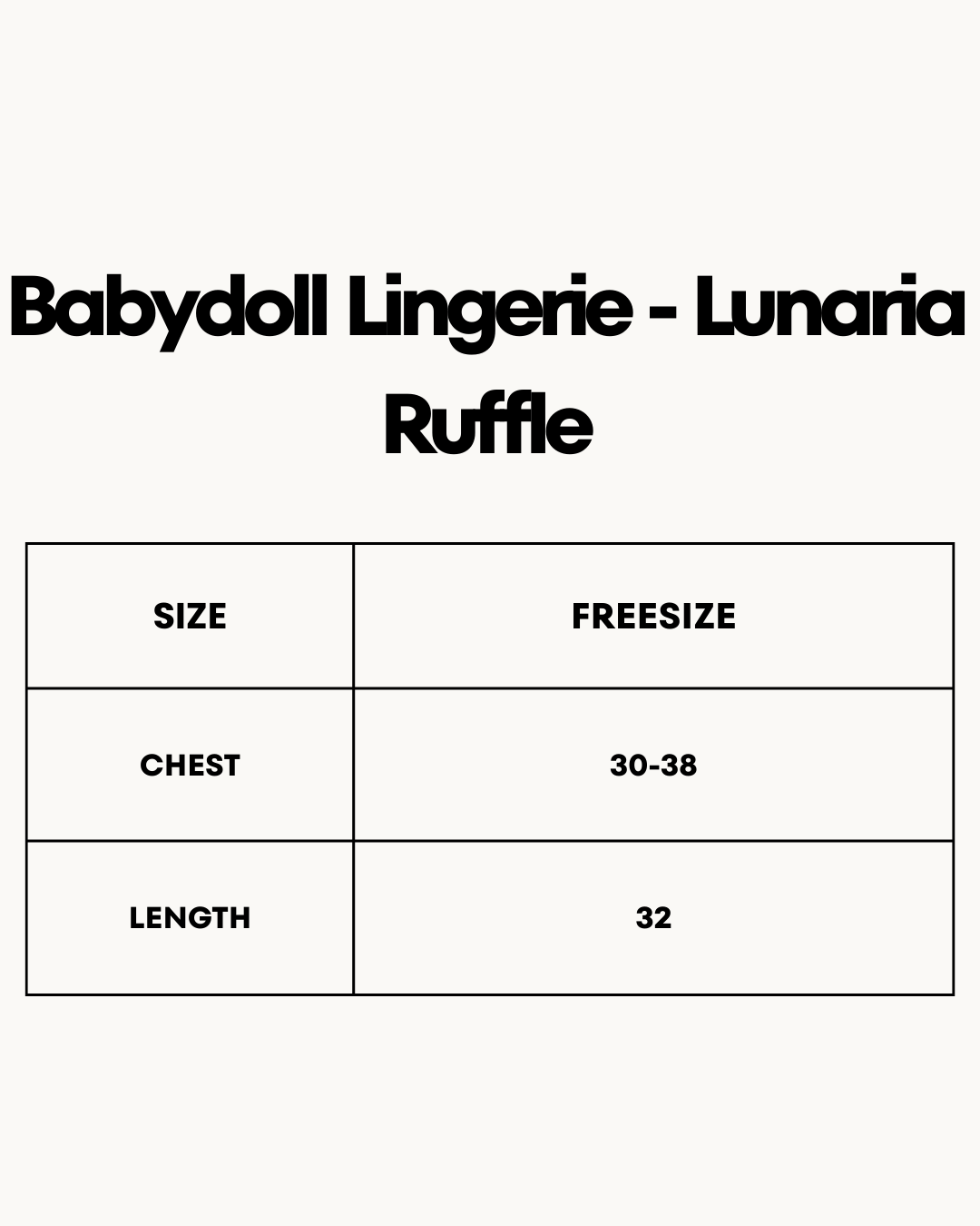 Size Chart for Babydoll Lingerie  - Lunaria Ruffle