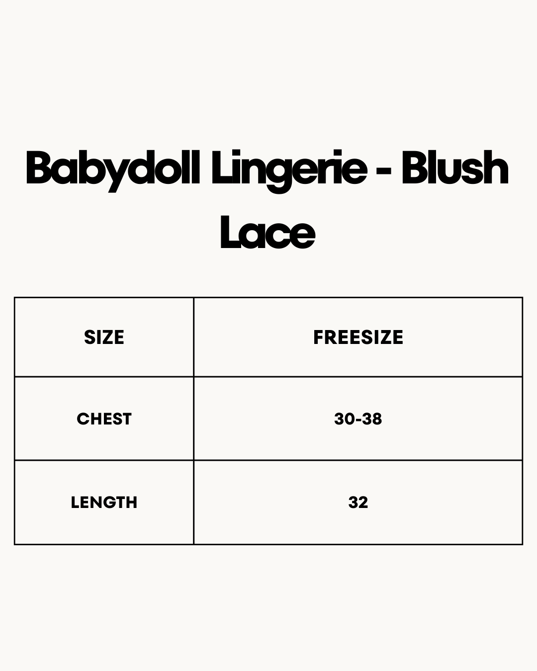Size Chart for Babydoll Lingerie  - Blush Lace