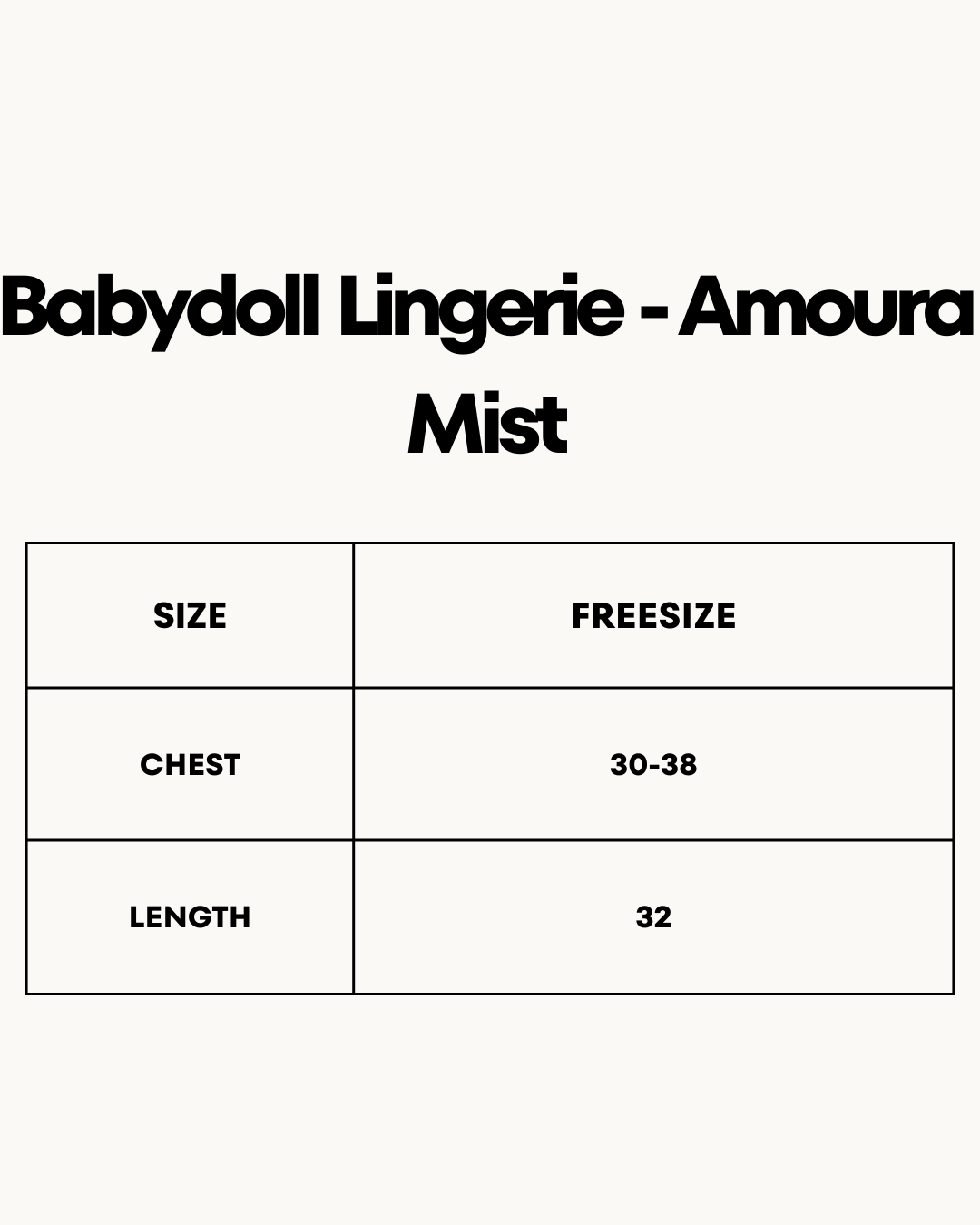 Size Chart for Babydoll Lingerie  -  Amoura Mist