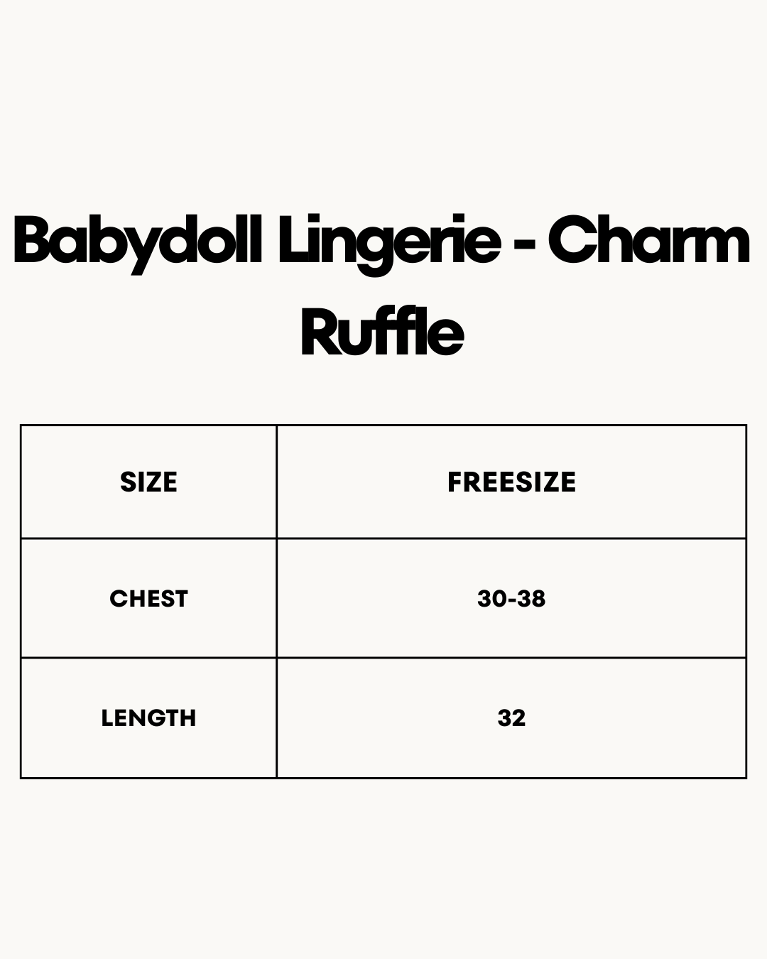 Size Chart for Babydoll Lingerie  - Charm Ruffle