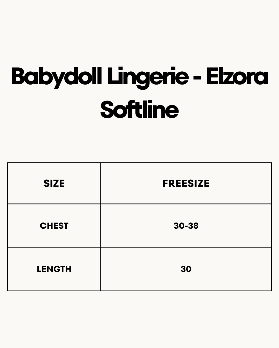 Size Chart for Babydoll Lingerie  -  Elzora Softline