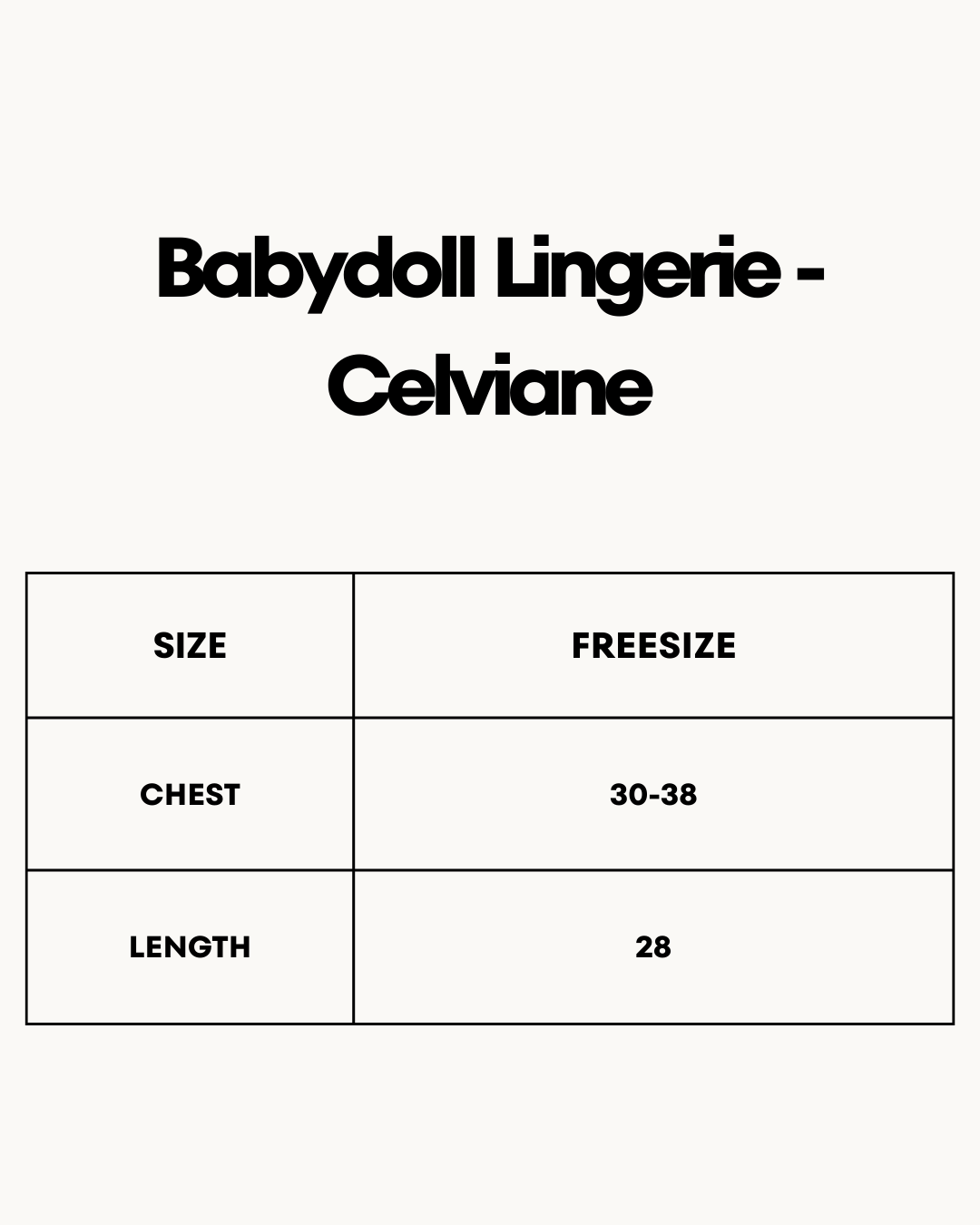 Size Chart for Babydoll Lingerie  - Celviane Red