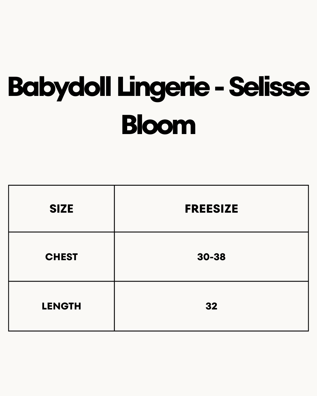 Size Chart for Babydoll Lingerie  - Selisse Bloom