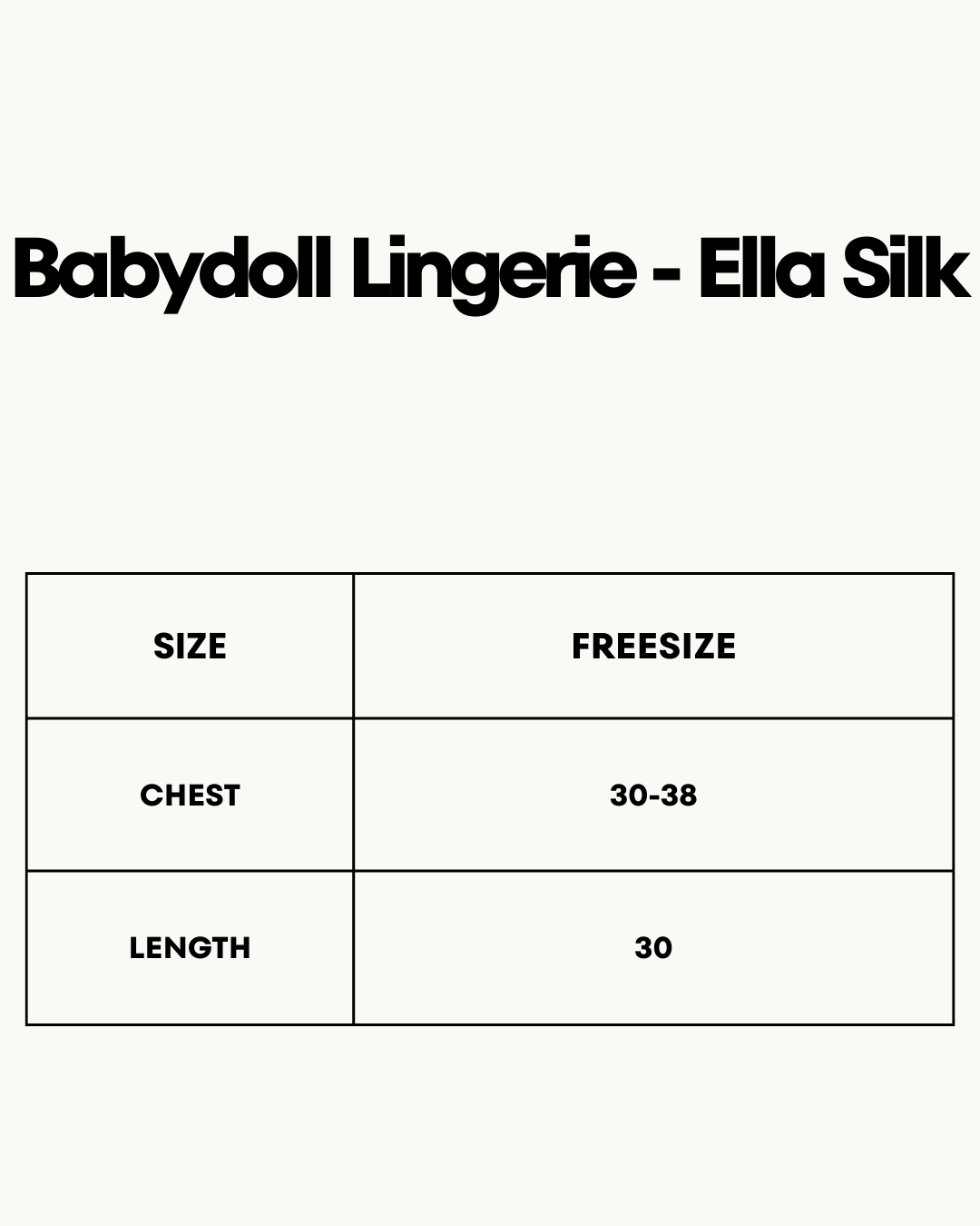 Size Chart for Babydoll Lingerie - Ella Silk