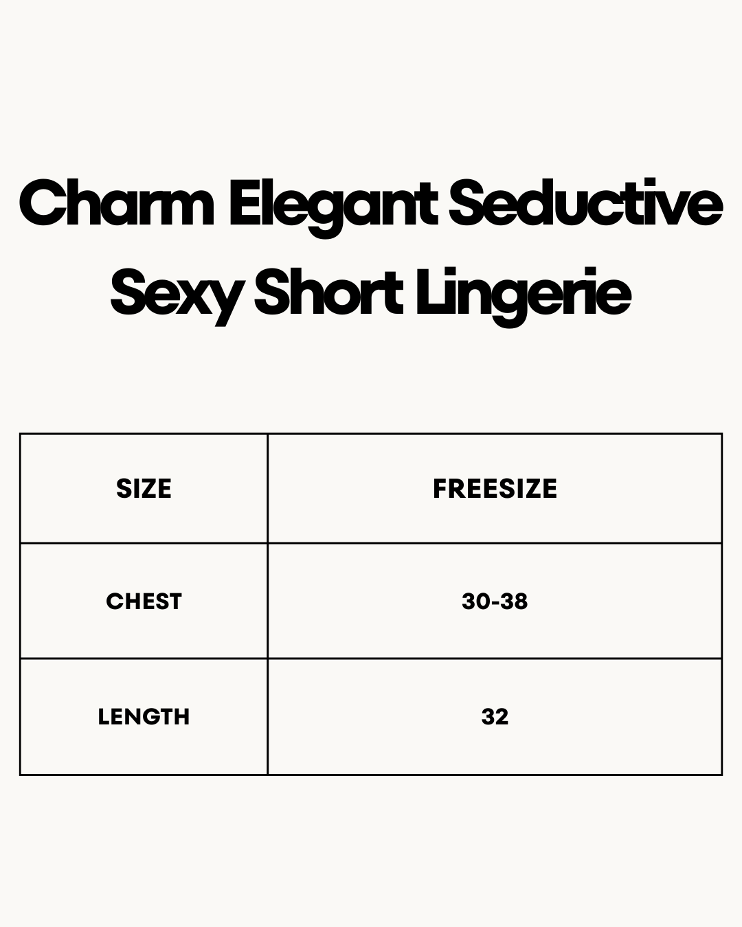 Size Chart for Charm Elegant Seductive Sexy Short Lingerie