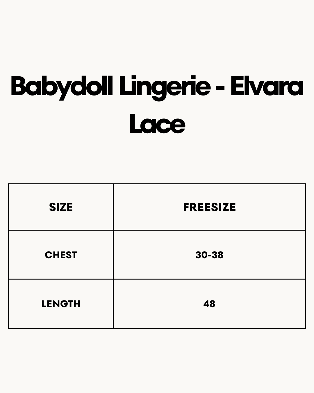 Size Chart for Babydoll Lingerie - Elvara Lace