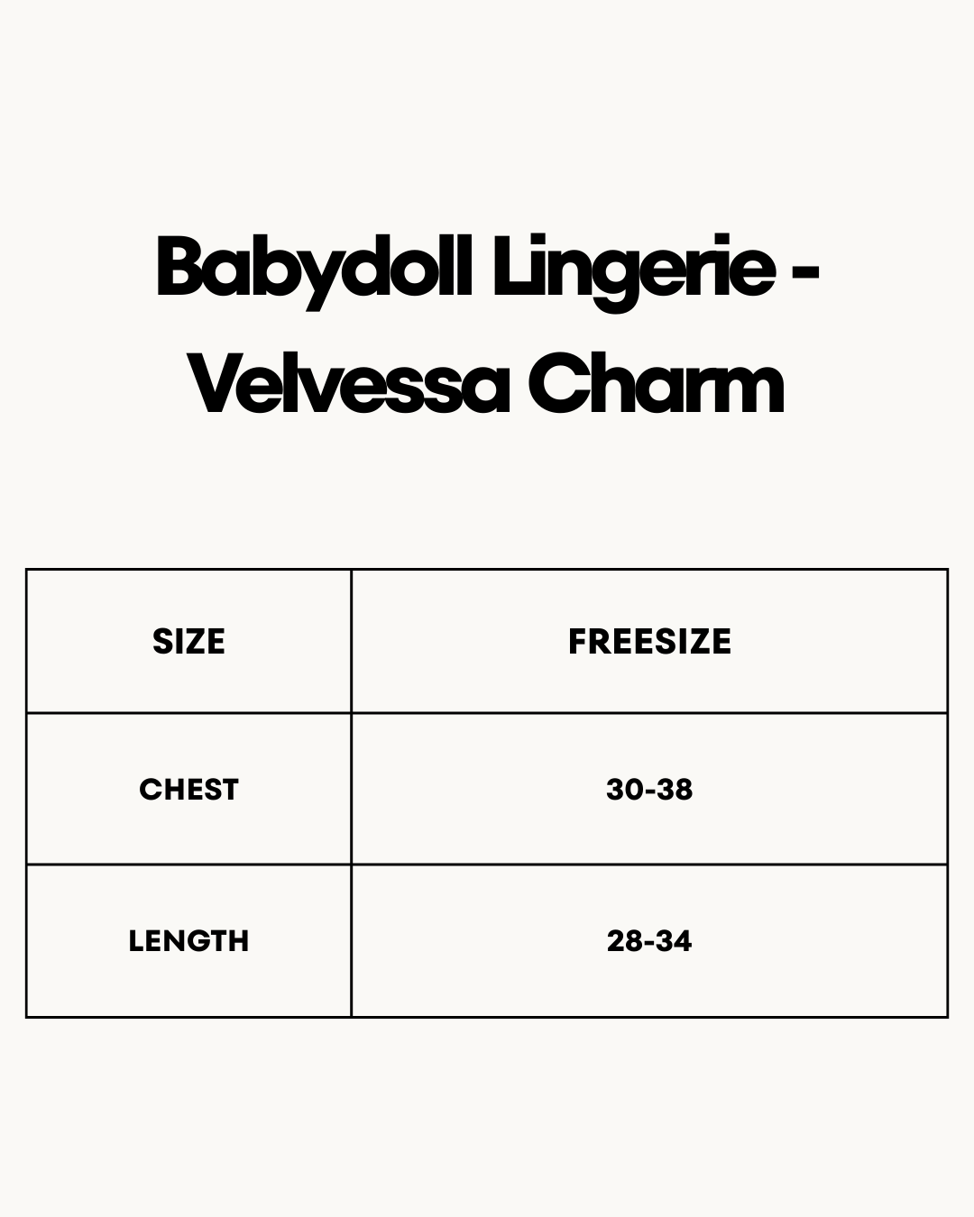 Size Chart for Babydoll Lingerie  -  Velvessa Charm