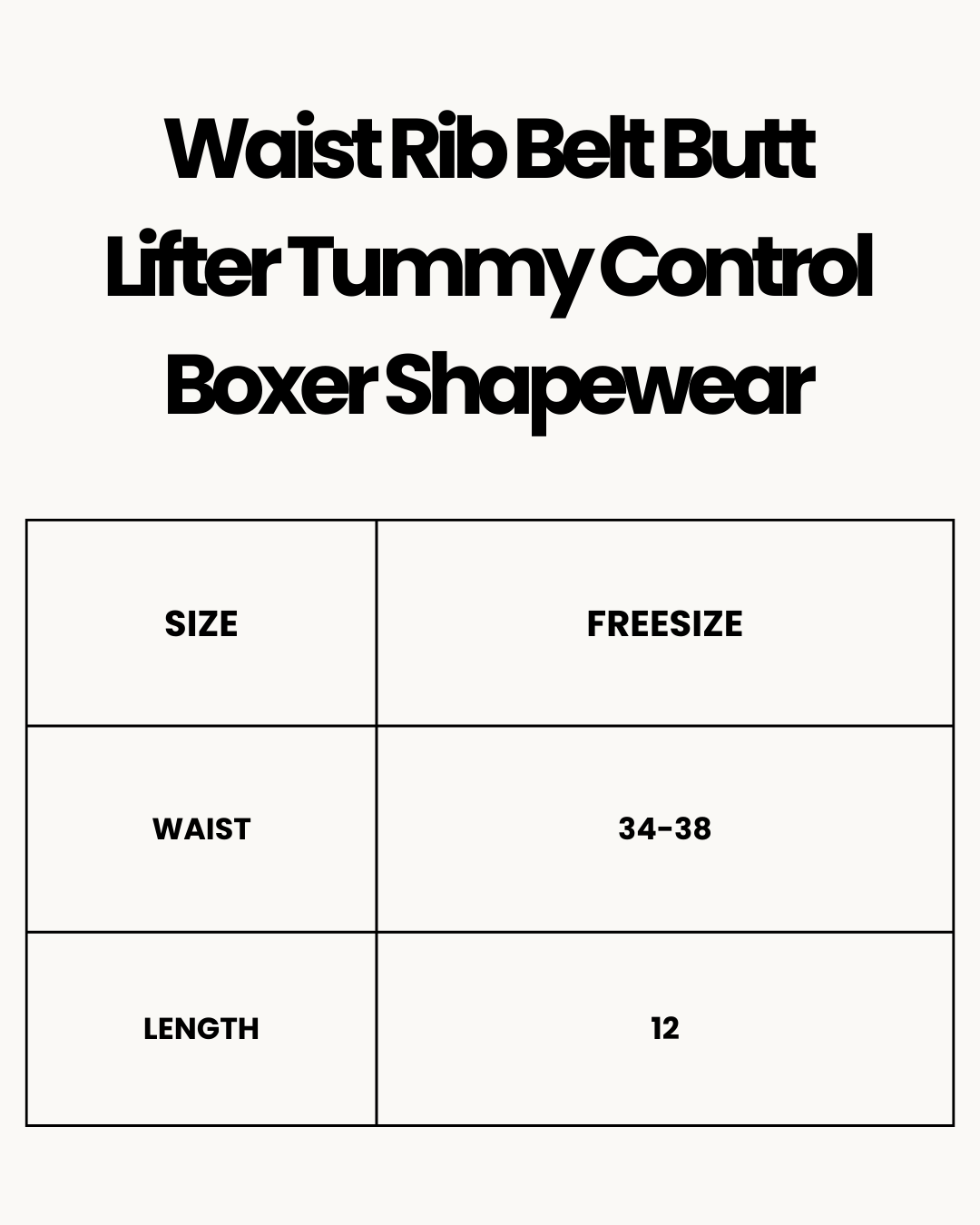 Size Chart for Waist Rib Belt Butt Lifter Tummy Control Boxer Shapewear