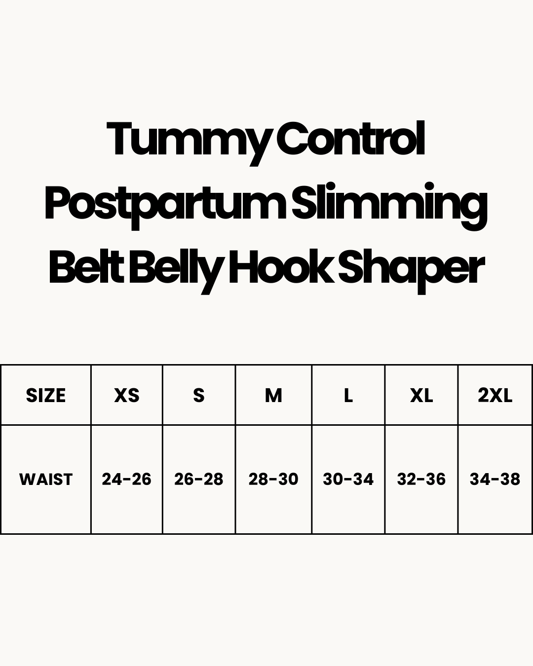 Size Chart for Tummy Control Postpartum Slimming Belt Belly Hook Shaper