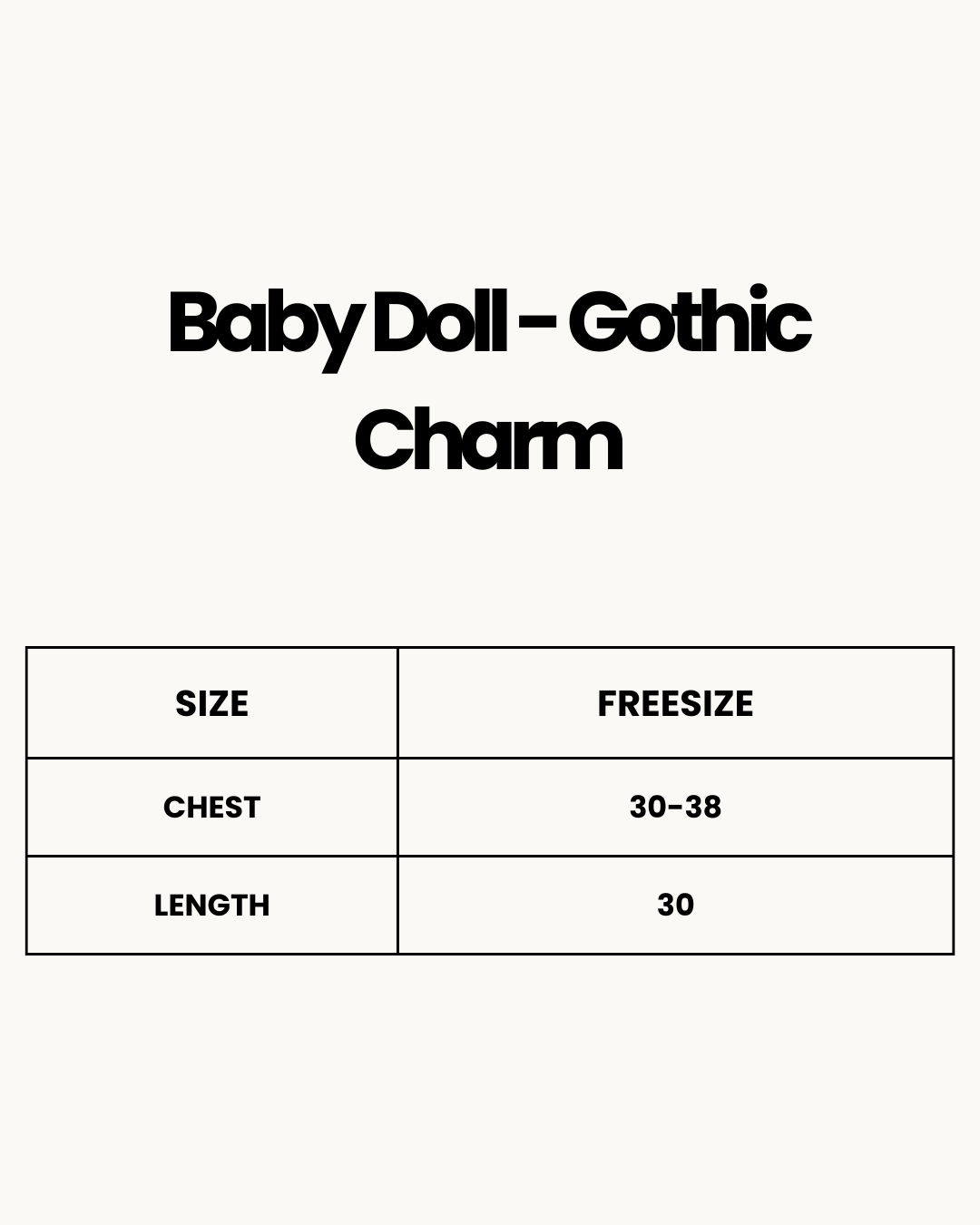 Size Chart for Baby Doll - Gothic Charm