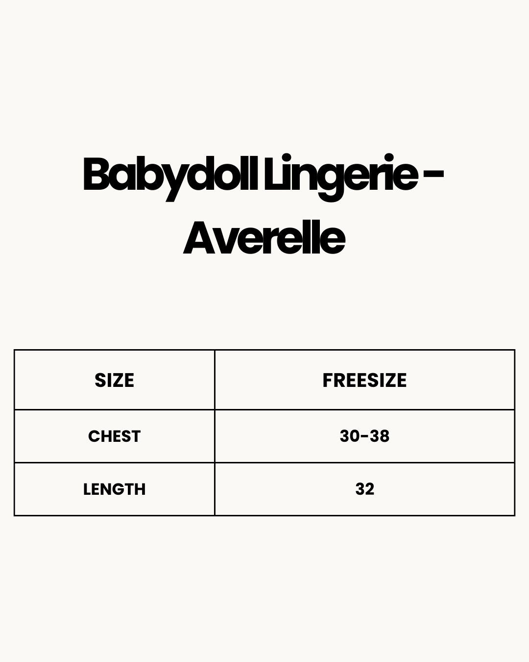 Size Chart for Babydoll Lingerie  - Averelle