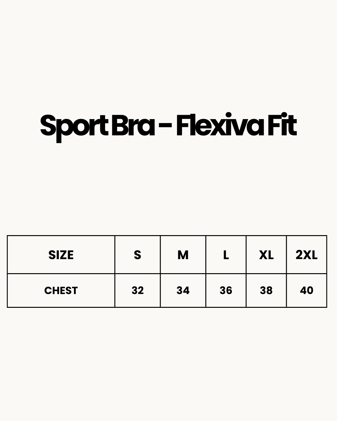 Size Chart for Sport Bra - Flexiva Fit