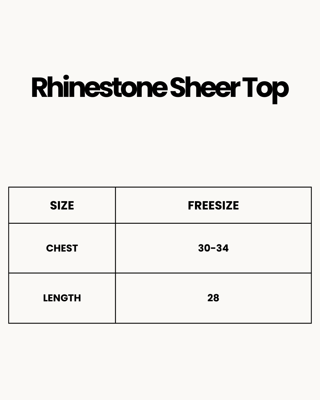 Size Chart for Rhinestone Sheer Top