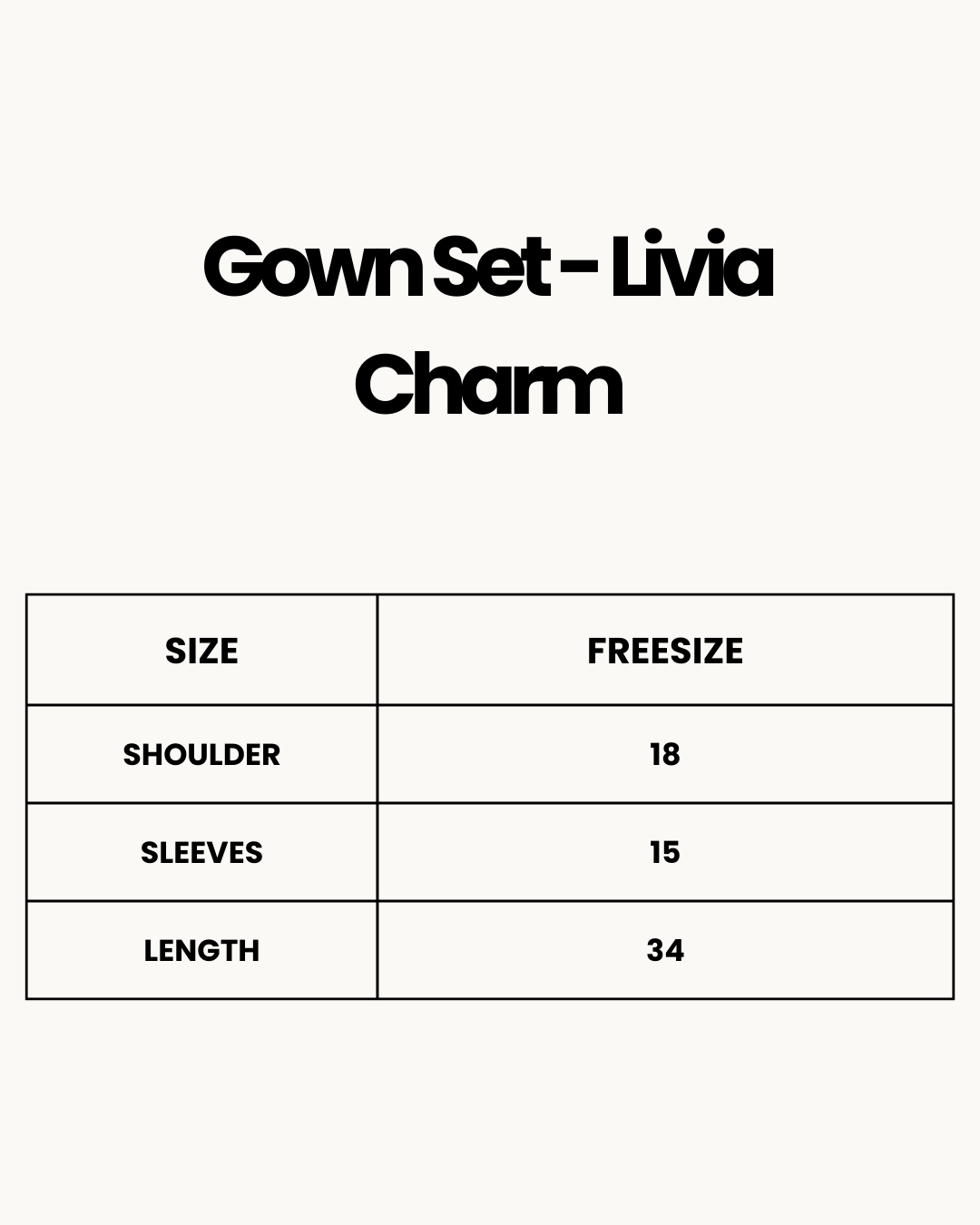 Size Chart for Gown Set - Livia Charm - Pink