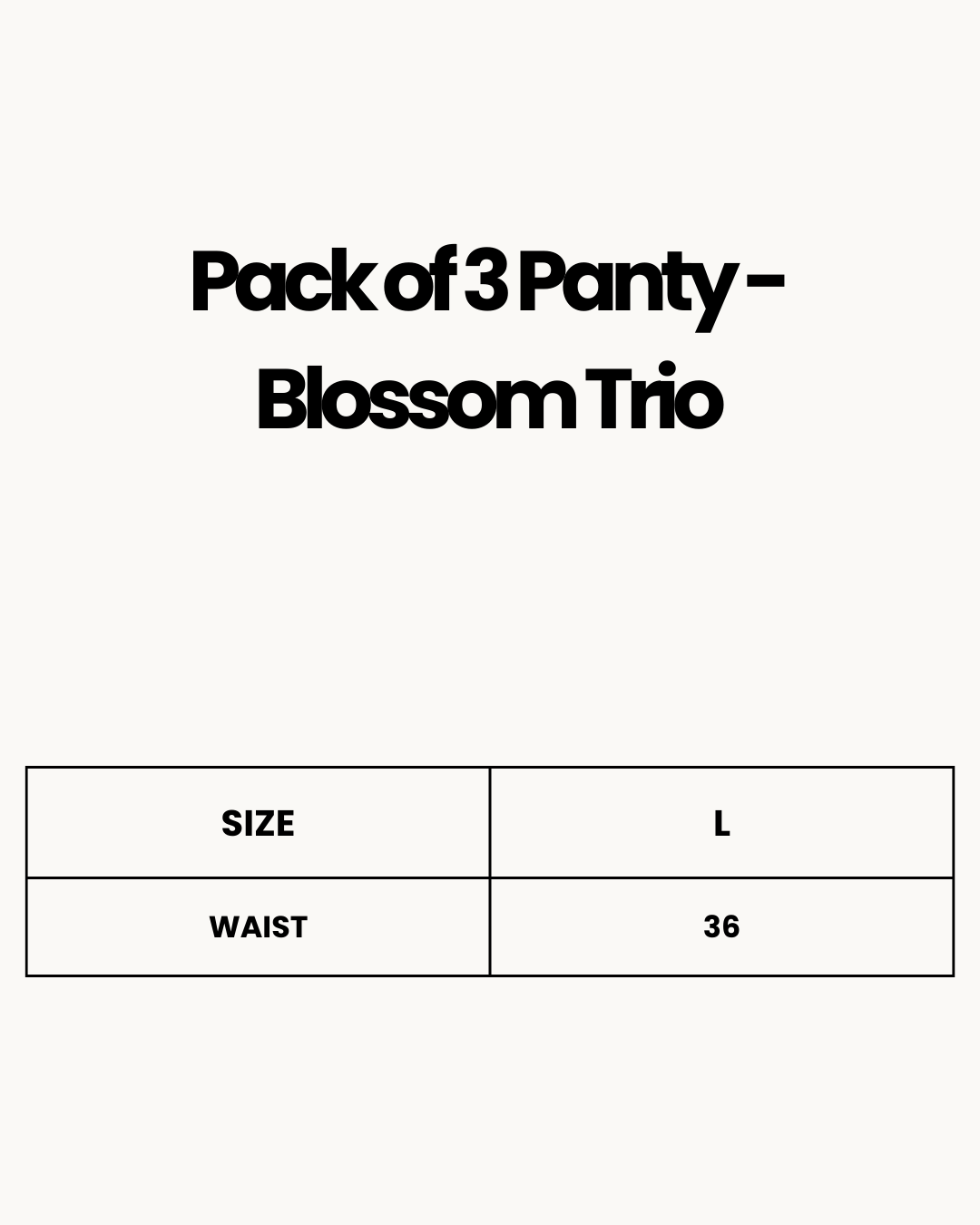Size Chart for Pack of 3 Plus Size Panty - Blossom Trio