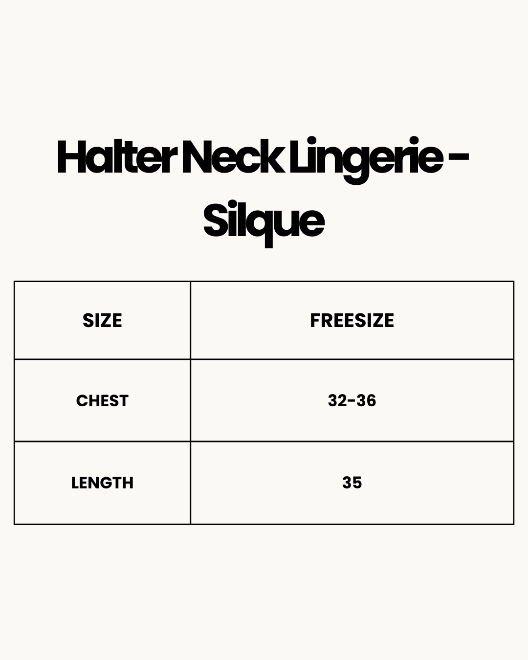 Size Chart for Halter Neck Lingerie - Silque