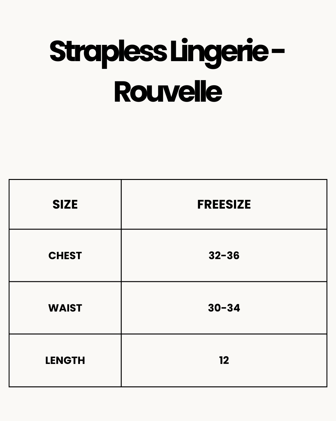 Size Chart for Strapless Lingerie - Rouvelle