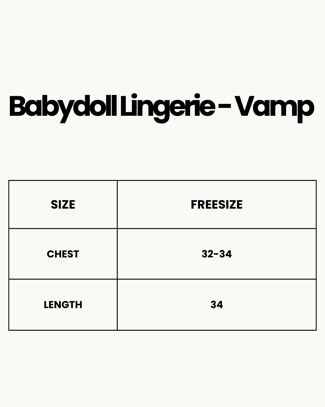 Size Chart for Babydoll Lingerie  - Vamp - Maroon