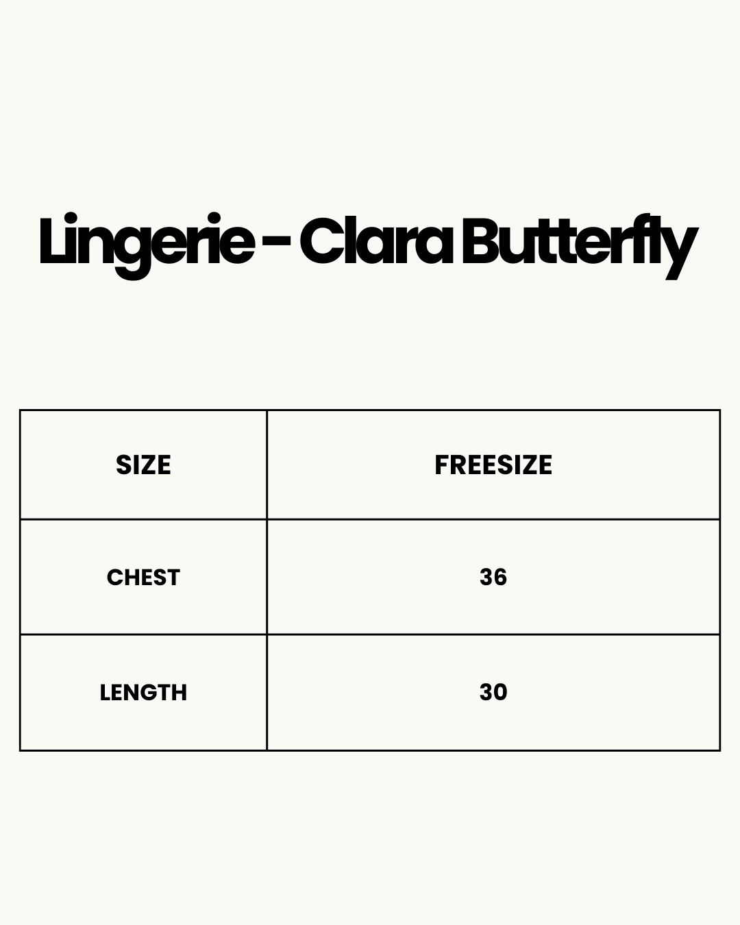Size Chart for Lingerie - Clara Butterfly