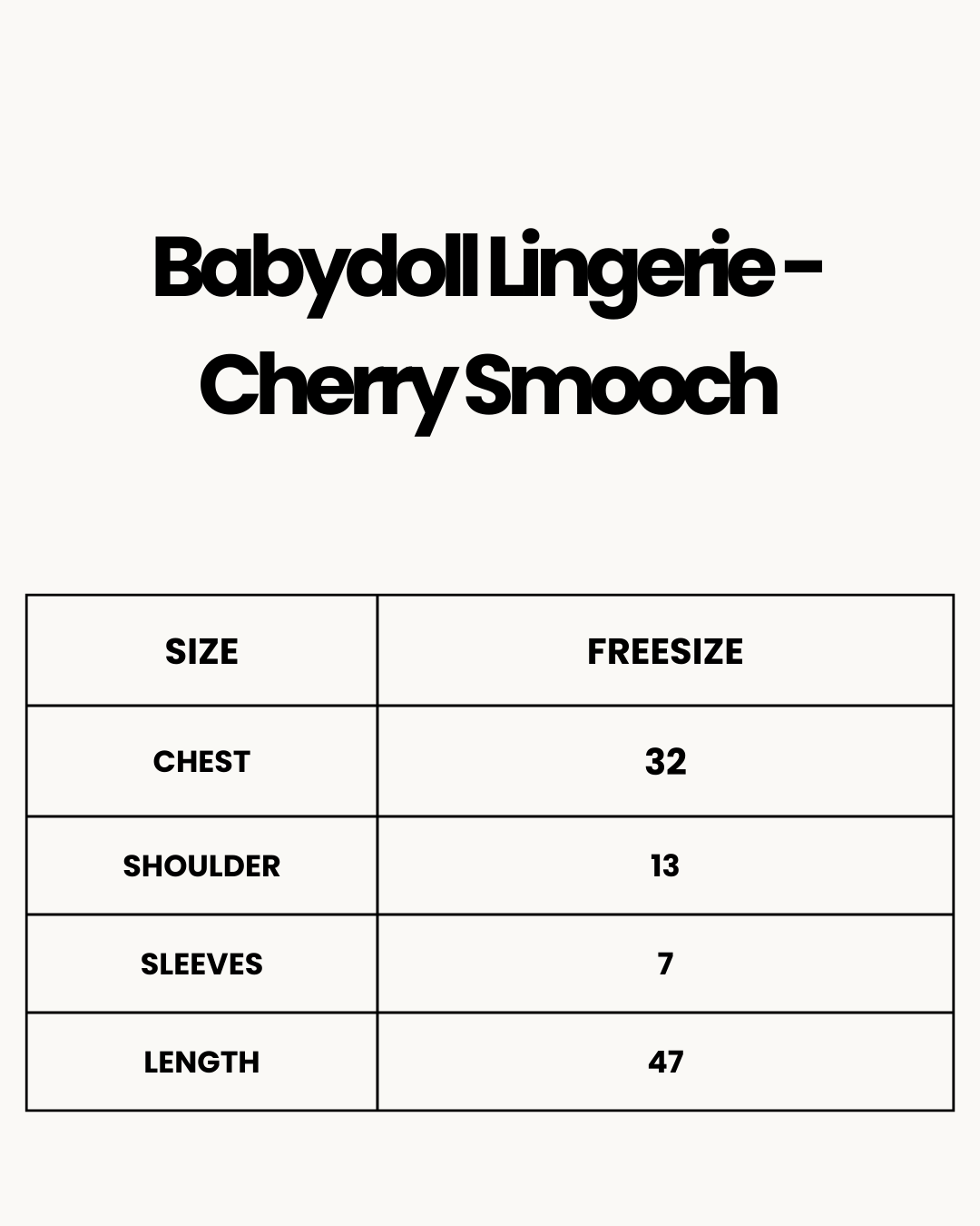 Size Chart for Babydoll Lingerie  - Cherry Smooch