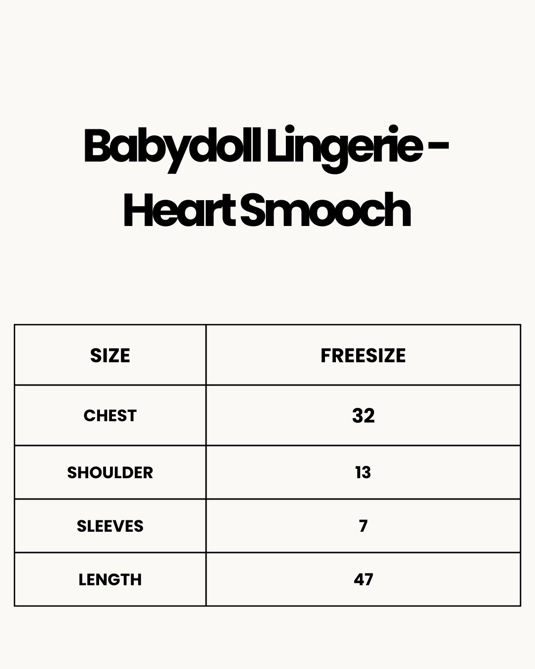 Size Chart for Babydoll Lingerie  - Heart Smooch