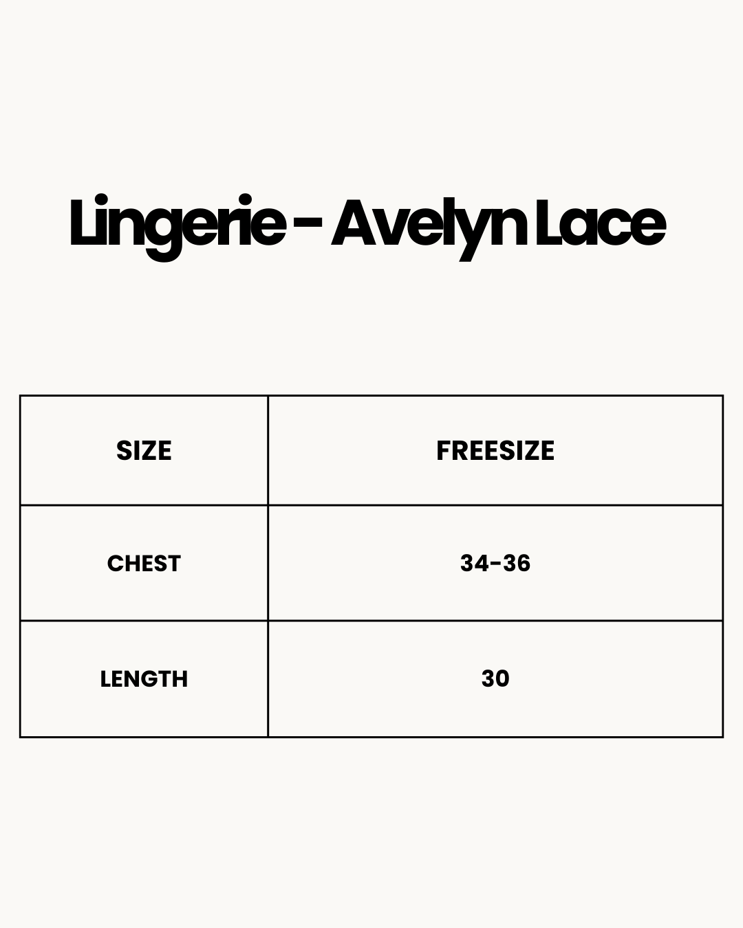 Size Chart for Lingerie - Avelyn Lace - Silver