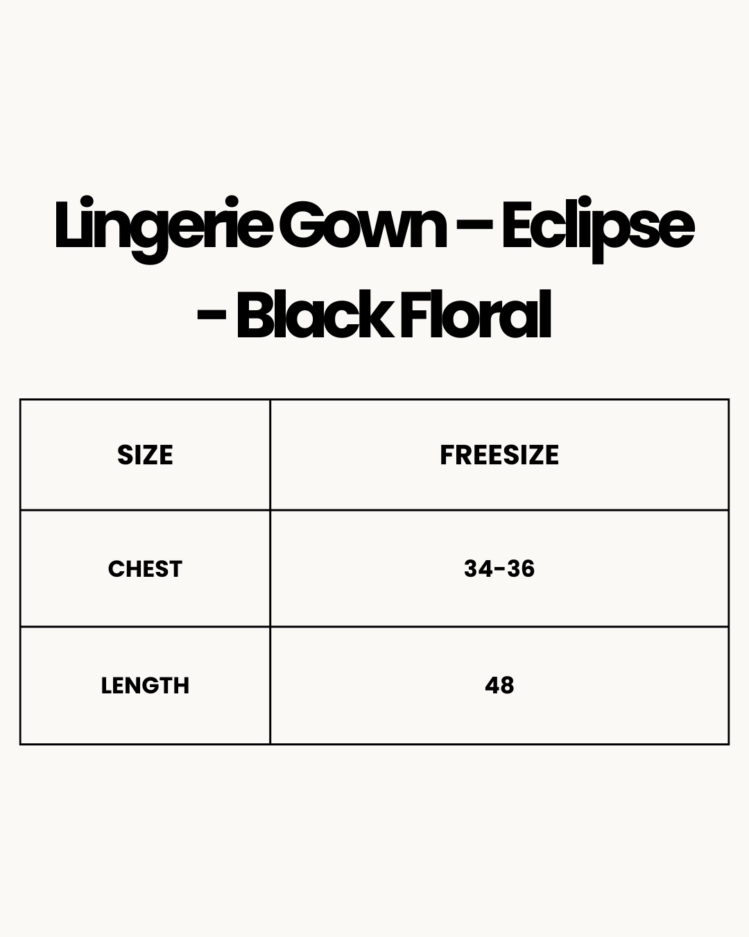 Size Chart for Lingerie Gown – Eclipse - Black Floral