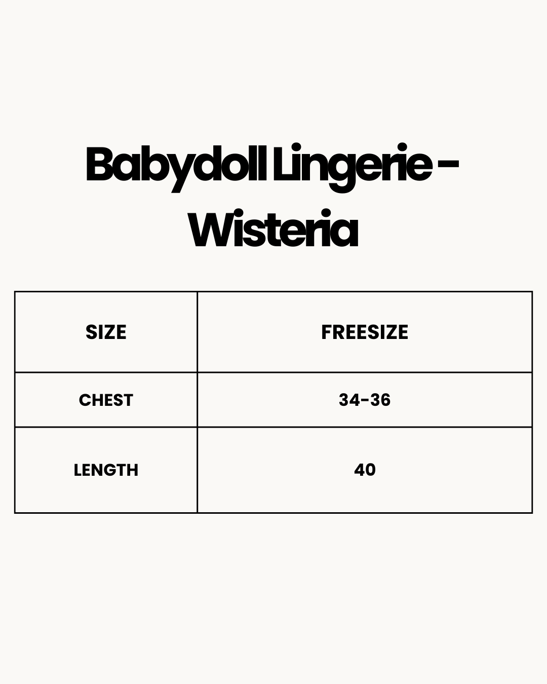 Size Chart for Babydoll Lingerie  -  Wisteria - Blue