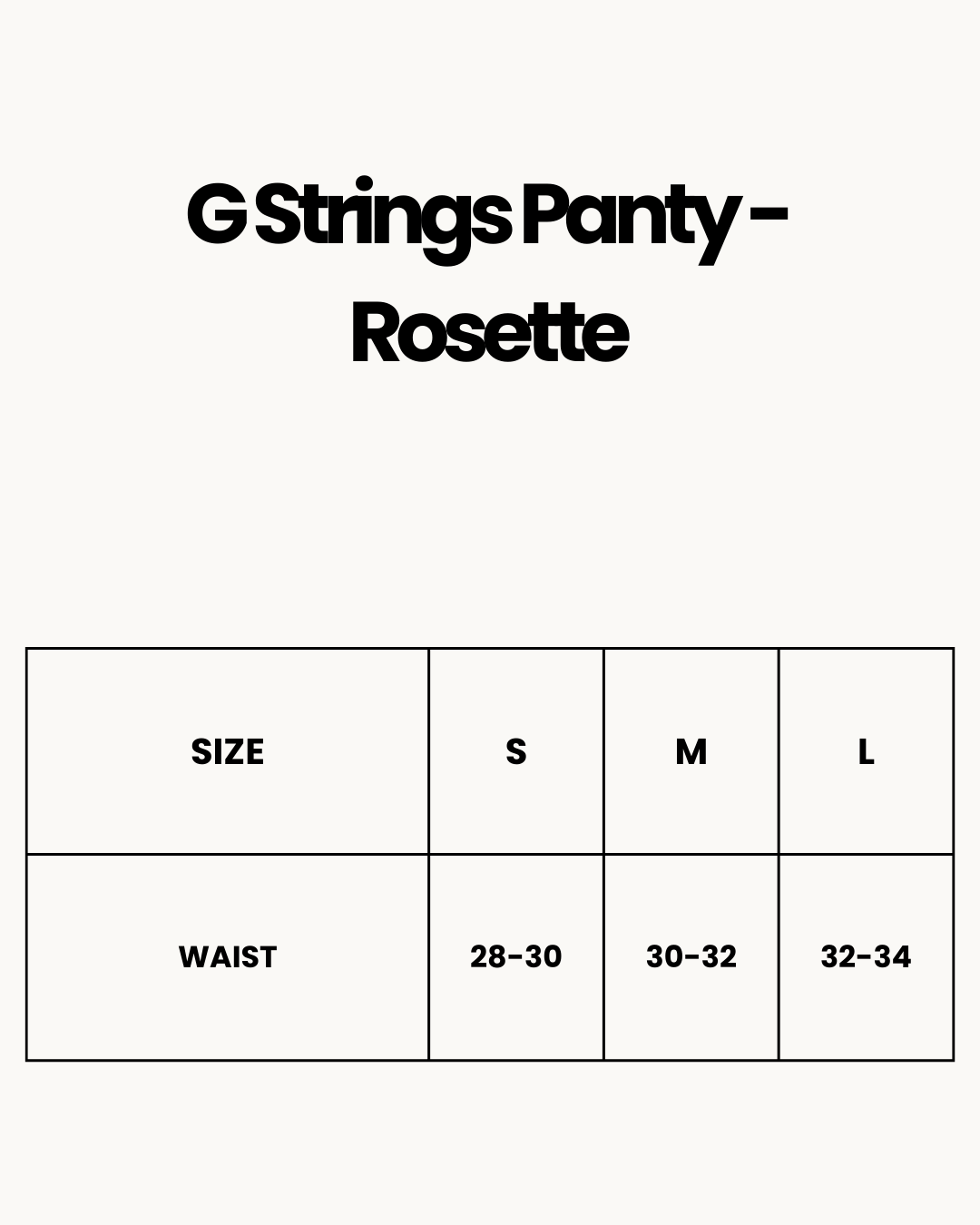 Size Chart for G Strings Panty - Rosette