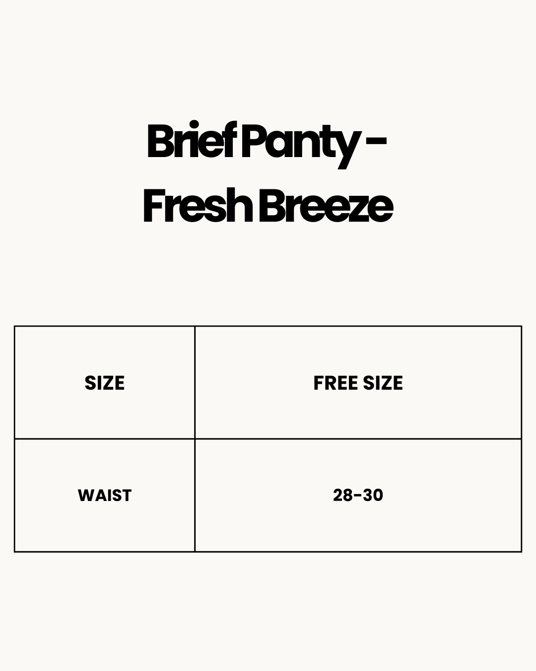 Size Chart for Brief Panty - Fresh Breeze