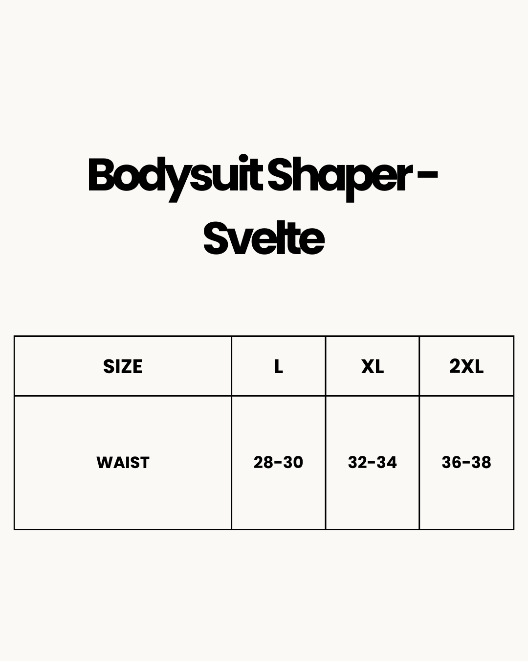 Size Chart for Bodysuit Shaper - Svelte