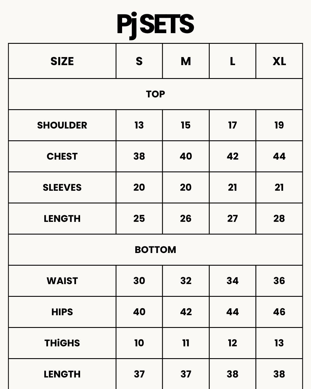 Size Chart for Summer Crinkled Pajama Suit - Blue Bear