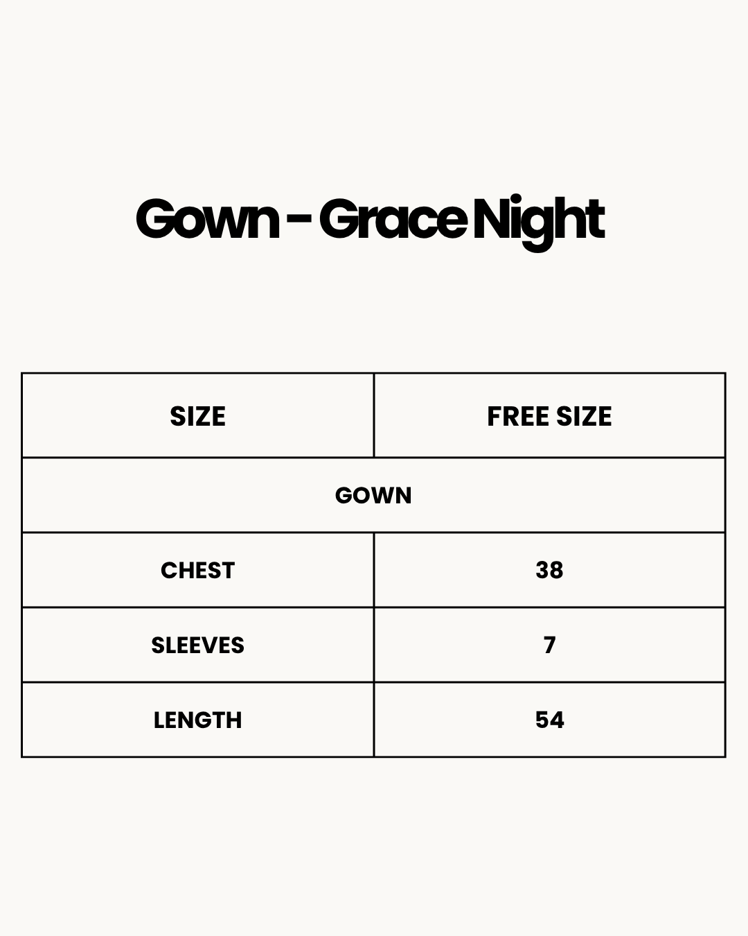 Size Chart for Gown -  Grace Night - Maroon