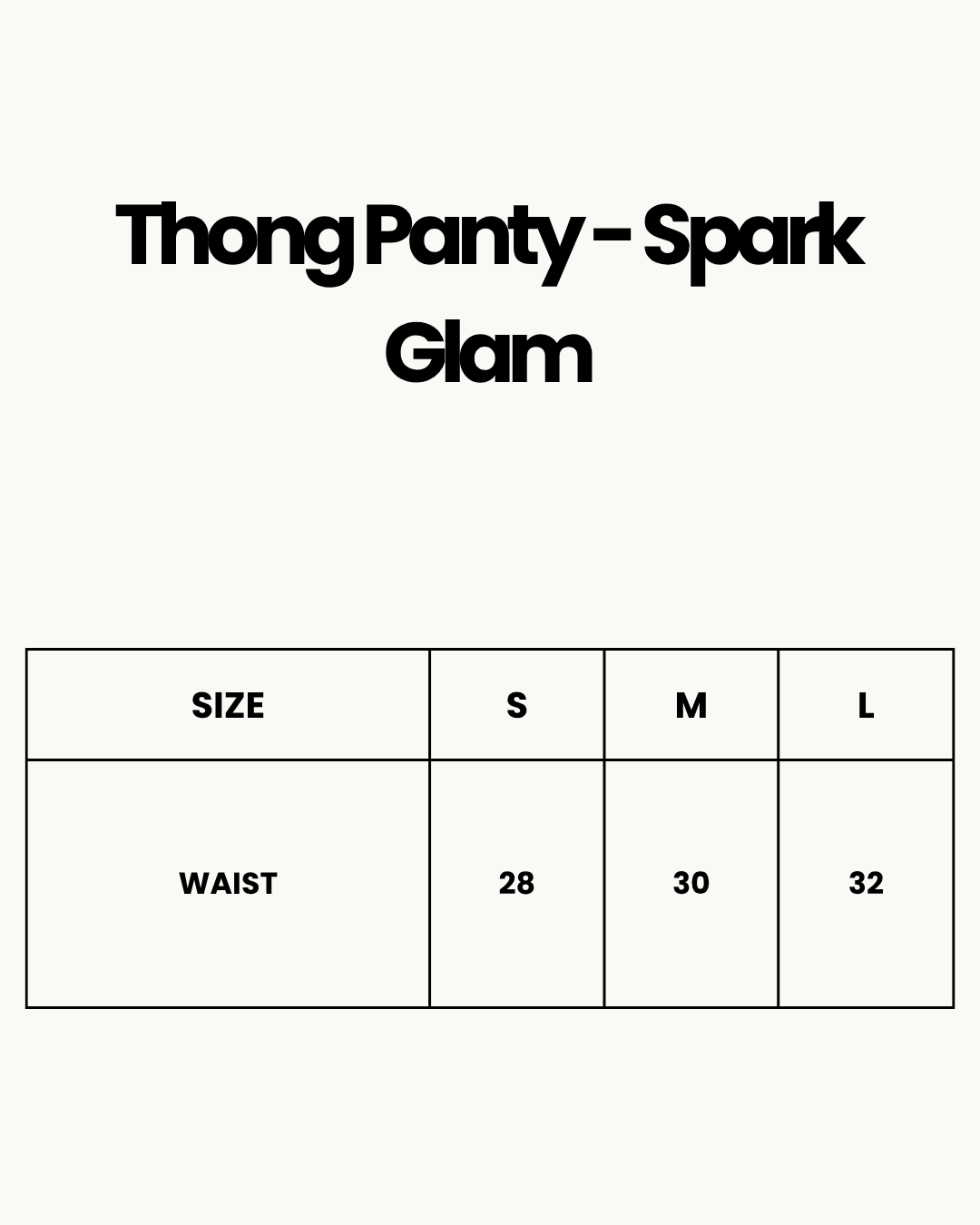 Size Chart for Thong Panty - Spark Glam - White