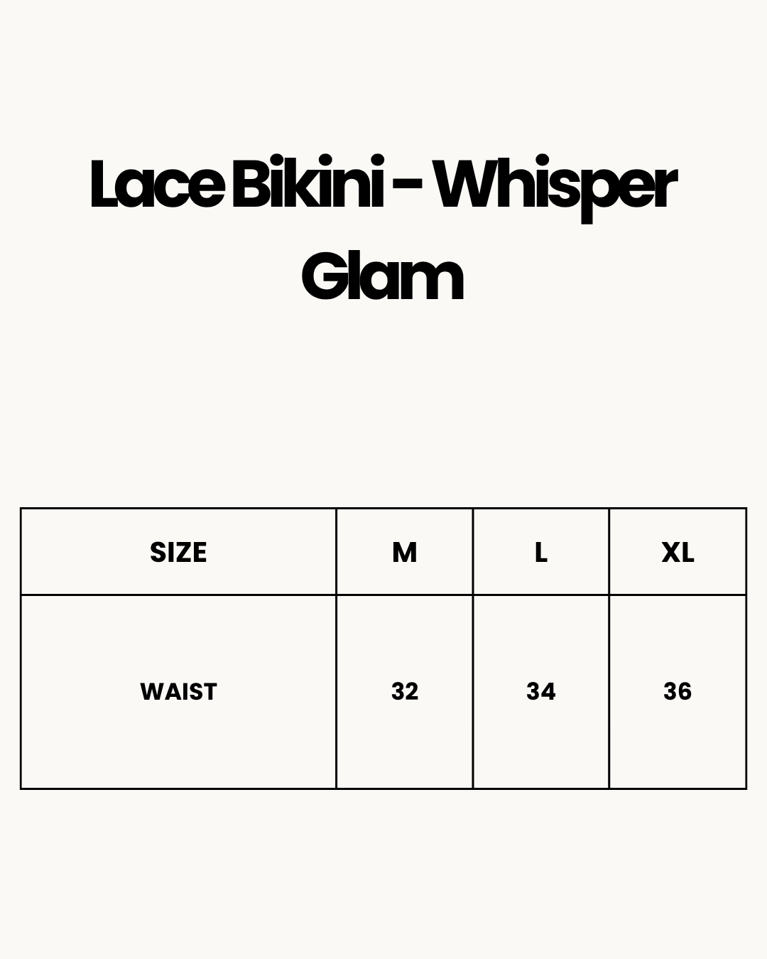 Size Chart for Lace Bikini - Whisper Glam - Rust