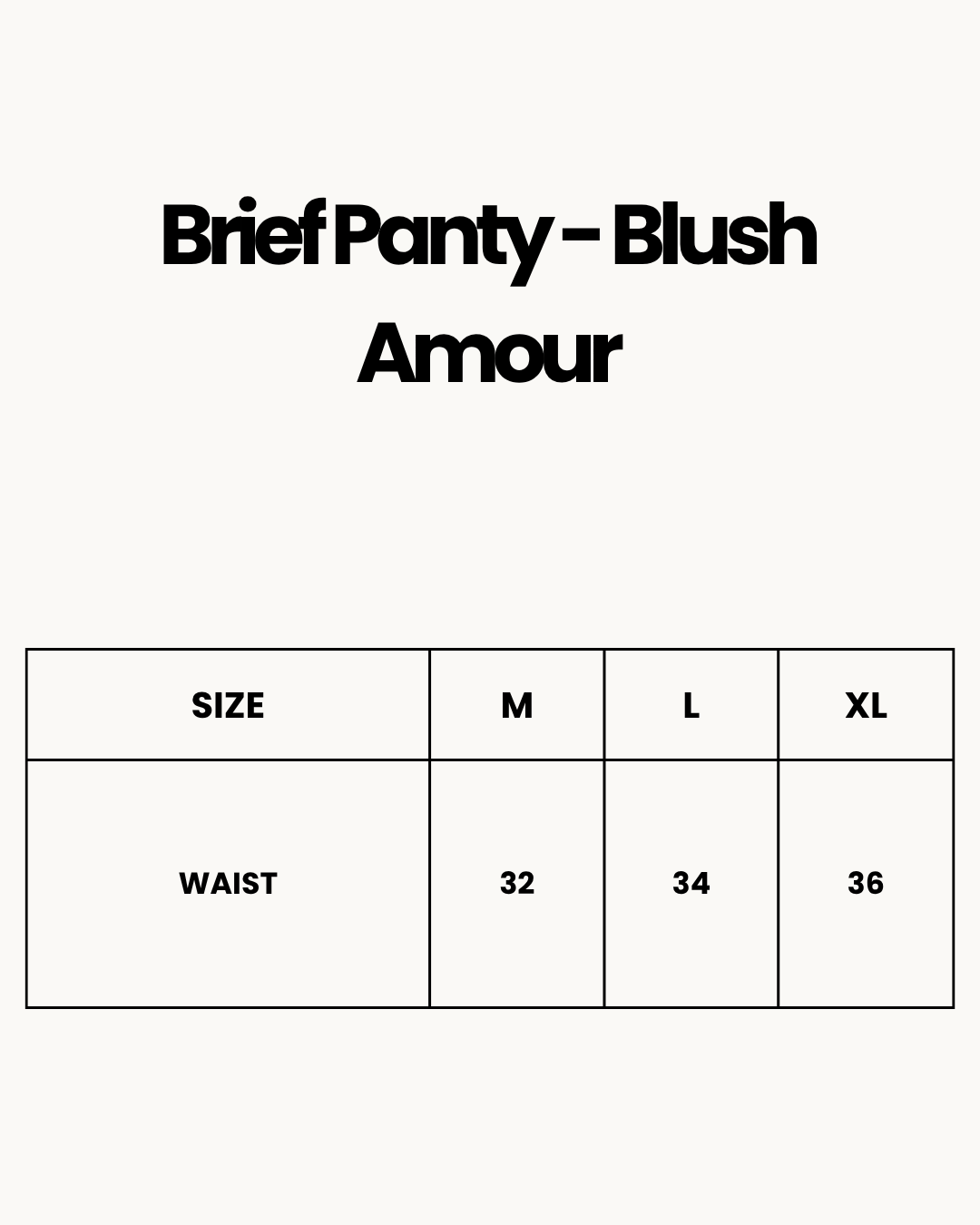 Size Chart for Brief Panty - Blush Amour - Maroon