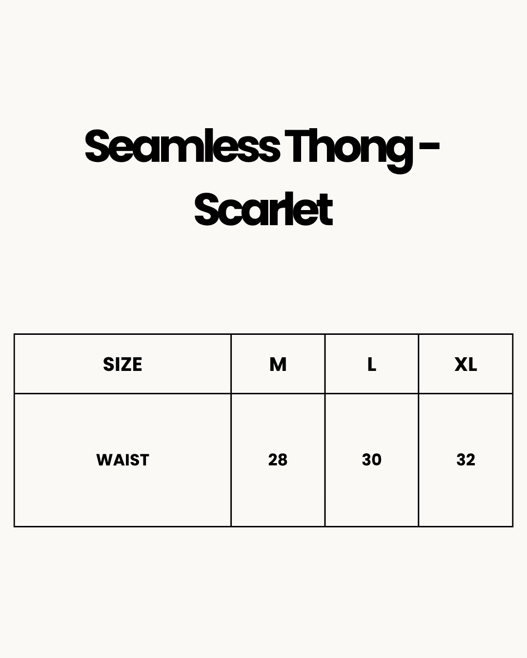 Size Chart for Seamless Thong  - Scarlet - Grey