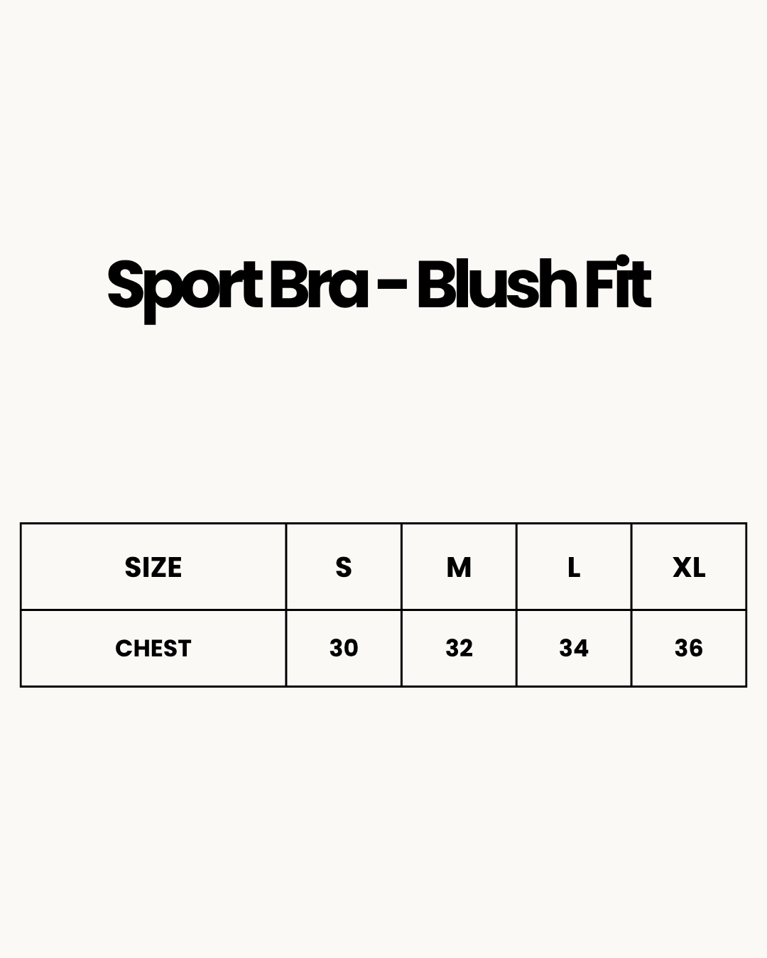 Size Chart for Sport Bra - Blush Fit - Pink