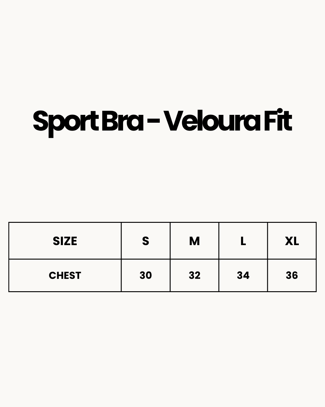Size Chart for Sport Bra - Veloura Fit - Pink