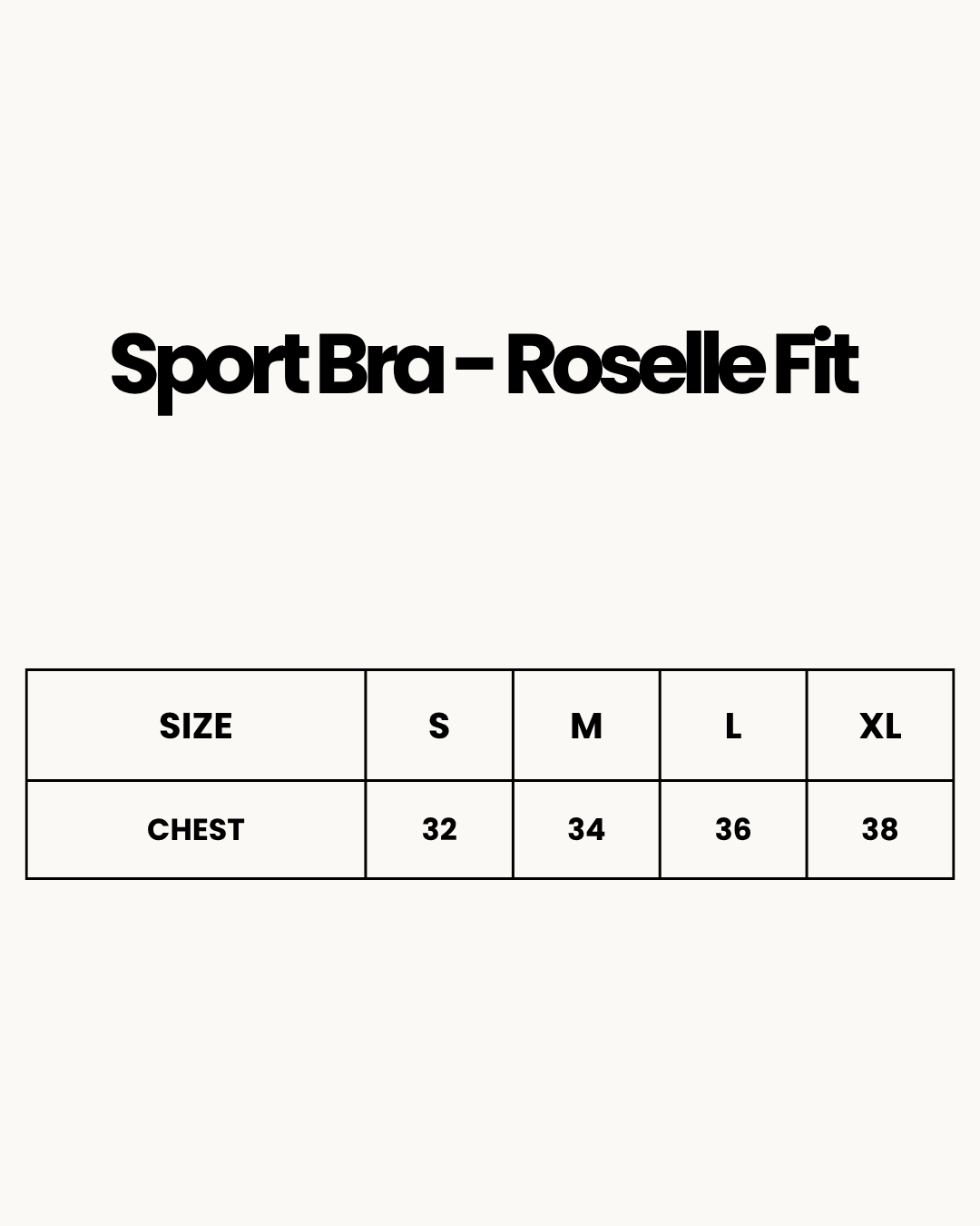 Size Chart for Sport Bra - Roselle Fit - Pink