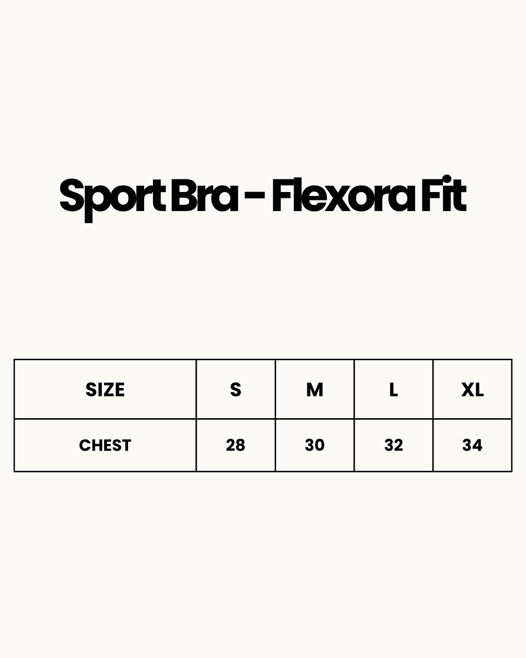 Size Chart for Sport Bra - Flexora Fit - Blue