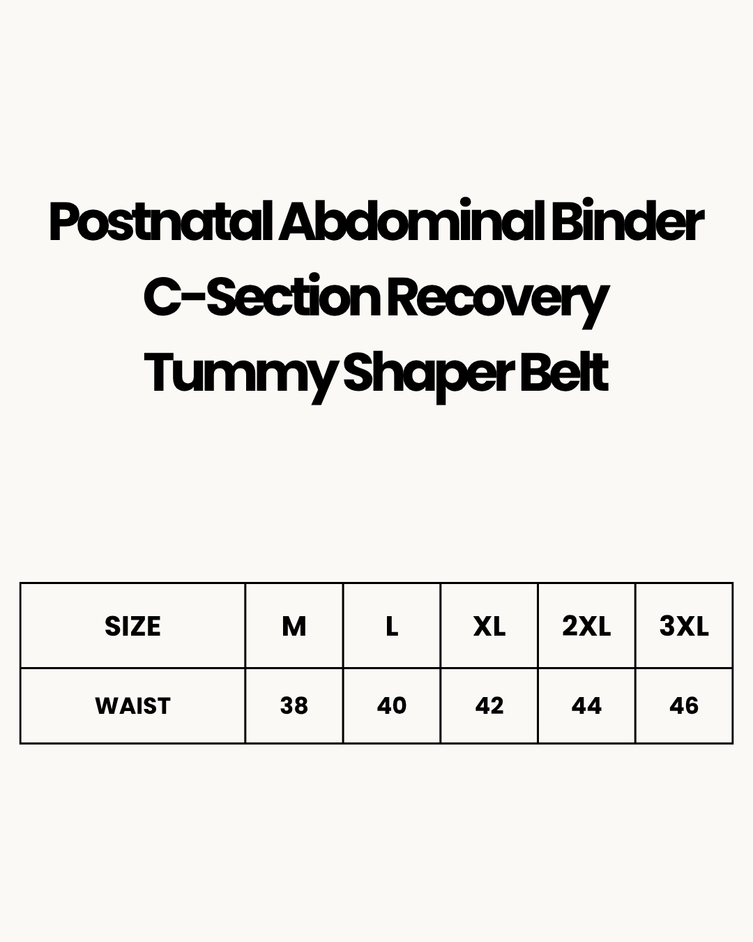 Size Chart for Postnatal Abdominal Binder C-Section Recovery Tummy Shaper Belt