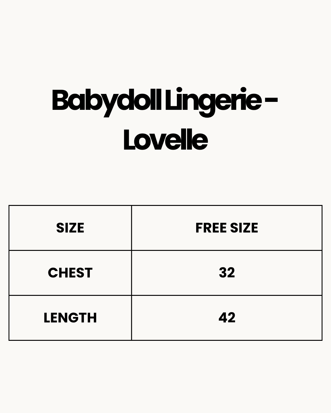 Size Chart for Babydoll Lingerie  - Lovelle - Red