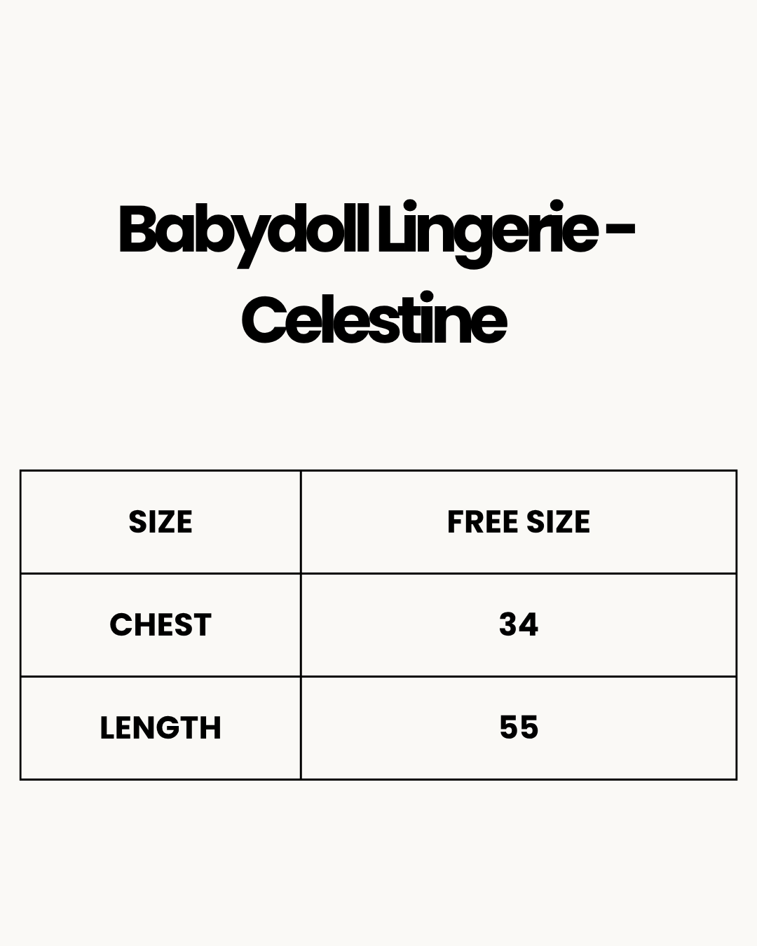Size Chart for Babydoll Lingerie  - Celestine - Pink