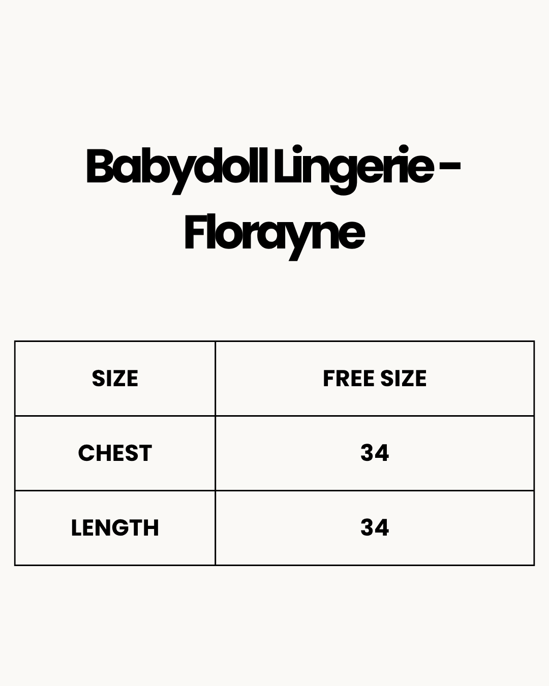 Size Chart for Babydoll Lingerie  - Florayne