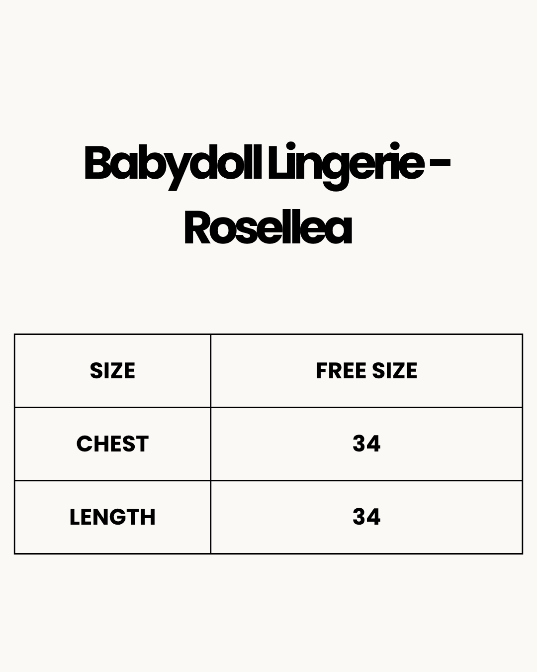 Size Chart for Babydoll Lingerie  - Rosellea