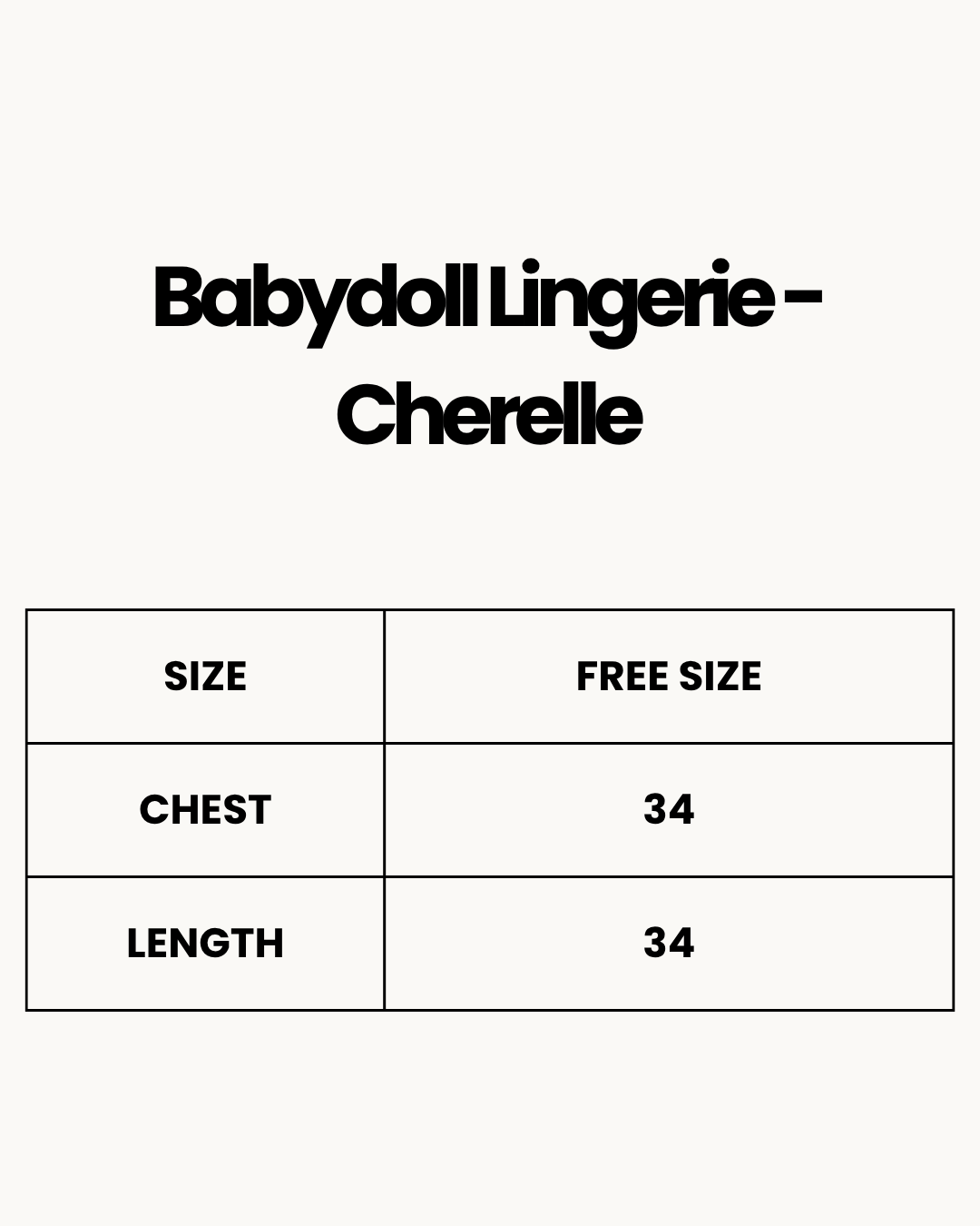 Size Chart for Babydoll Lingerie  - Cherelle
