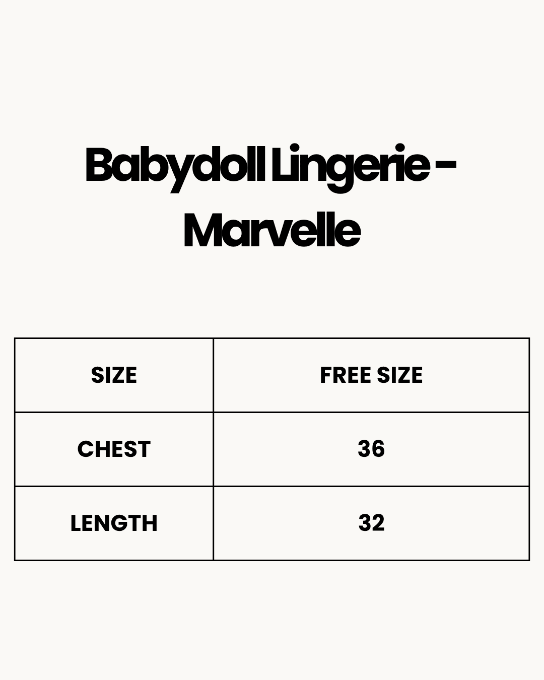 Size Chart for Babydoll Lingerie  - Marvelle - Maroon