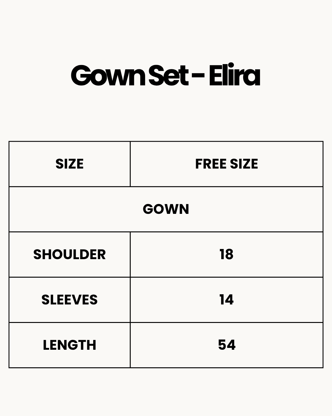 Size Chart for Gown Set -  Elira - Red